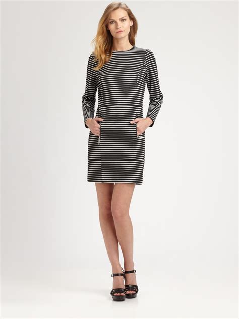 michael michael kors striped midi shift dress